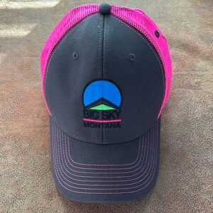 Big Sky ski resort MT Pink & Black Structured Baseball Cap with Curved Bill